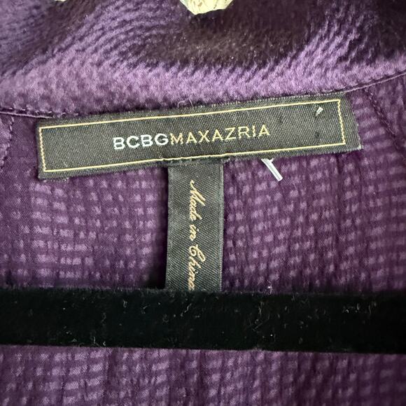 BCBGMAXAZRIA Dress 100% Silk Mini Deep Purple Short Sleeve Women XS Quiet Luxury - Picture 7 of 10